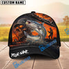 BlueJose Fishing Epic Sunset Fishing Skull with Dramatic Angler and Boat Scene Personalized Cap (13 Breeds)