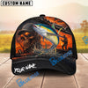 BlueJose Fishing Epic Sunset Fishing Skull with Dramatic Angler and Boat Scene Personalized Cap (13 Breeds)