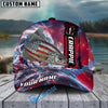 BlueJose Fishing Patriotic American Flag Stars Stripes With Dynamic Splash Personalized Cap (13 Breeds)