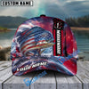 BlueJose Fishing Patriotic American Flag Stars Stripes With Dynamic Splash Personalized Cap (13 Breeds)