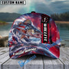 BlueJose Fishing Patriotic American Flag Stars Stripes With Dynamic Splash Personalized Cap (13 Breeds)