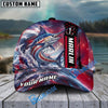 BlueJose Fishing Patriotic American Flag Stars Stripes With Dynamic Splash Personalized Cap (13 Breeds)