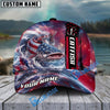 BlueJose Fishing Patriotic American Flag Stars Stripes With Dynamic Splash Personalized Cap (13 Breeds)