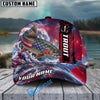 BlueJose Fishing Patriotic American Flag Stars Stripes With Dynamic Splash Personalized Cap (13 Breeds)