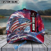 BlueJose Fishing Patriotic American Flag Stars Stripes With Dynamic Splash Personalized Cap (13 Breeds)