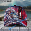 BlueJose Fishing Patriotic American Flag Stars Stripes With Dynamic Splash Personalized Cap (13 Breeds)