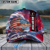 BlueJose Fishing Patriotic American Flag Stars Stripes With Dynamic Splash Personalized Cap (13 Breeds)