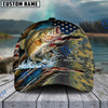 BlueJose Fishing American Flag Lake Scene Fish Scale Personalized Cap (13 Breeds)
