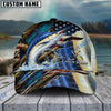 BlueJose Fishing American Flag Lake Scene Fish Scale Personalized Cap (13 Breeds)