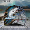 BlueJose Fishing American Flag Lake Scene Fish Scale Personalized Cap (13 Breeds)