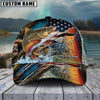 BlueJose Fishing American Flag Lake Scene Fish Scale Personalized Cap (13 Breeds)