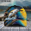 BlueJose Fishing American Flag Lake Scene Fish Scale Personalized Cap (13 Breeds)