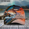 BlueJose Fishing American Flag Lake Scene Fish Scale Personalized Cap (13 Breeds)
