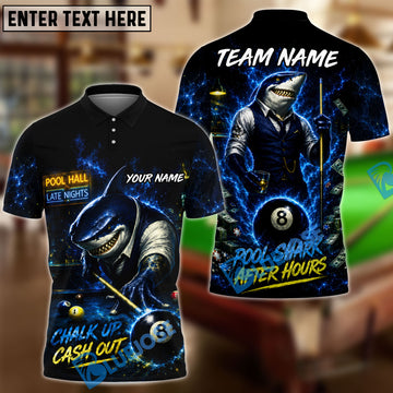BlueJose Billiards 8 Ball Chalk Up Cash Out Pool Shark Personalized Name Shirt (4 Colors)
