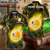 BlueJose Billiards 9-Ball Fiery Inferno Personalized Name, Team Name Unisex Shirt (6 Colors)