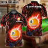 BlueJose Billiards 9-Ball Fiery Inferno Personalized Name, Team Name Unisex Shirt (6 Colors)