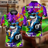 BlueJose Billiards 8 Ball Graffiti Pool Shark Drinking Beer Personalized Name Shirt (4 Colors)