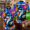 BlueJose Billiards 8 Ball Graffiti Pool Shark Drinking Beer Personalized Name Shirt (4 Colors)