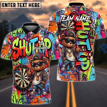 BlueJose Darts Shut Up Cool Bear Graffiti Personalized Name Shirt