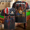 BlueJose Billiards Melt Grunge American Flag Skull 9 Ball Flames Design Personalized Shirt