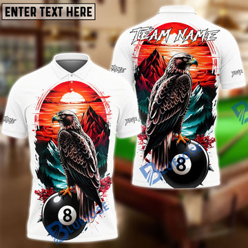 BlueJose Billiards Ball 8 Hawk Sunset Mountain Customized Name, Team Name 3D Shirt