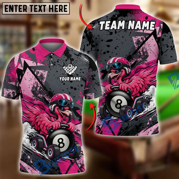 BlueJoses Billiards Ball 8 Funny Flamingo Racer Customized Name, Team Name 3D Shirt