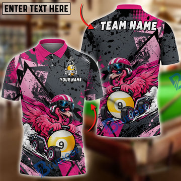 BlueJoses Billiards Ball 9 Funny Flamingo Racer Customized Name, Team Name 3D Shirt