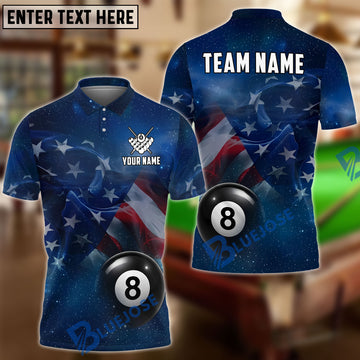 BlueJose Billiards 8 Ball & 9 Ball Blue American Flag Love Personalized Shirt (2 Colors)