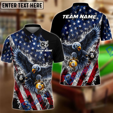 BlueJoses Billiards 8 Ball & 9 Ball Mighty Claw Eagle Attack Customized Name, Team Name 3D Shirt
