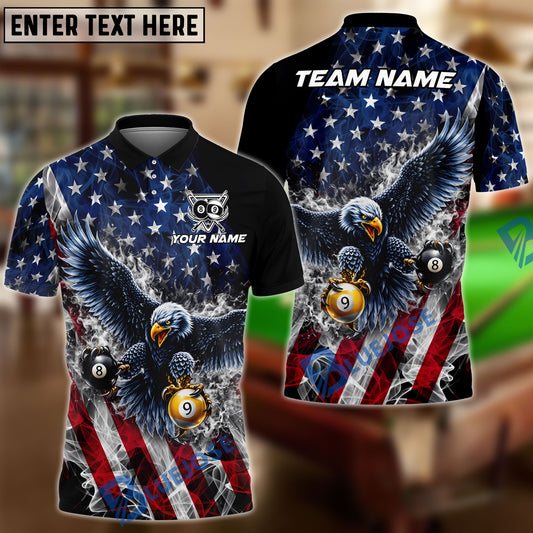 BlueJoses Billiards 8 Ball & 9 Ball Mighty Claw Eagle Attack Customized Name, Team Name 3D Shirt