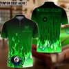 BlueJose Billiards 8 Ball American Flag Burning Spirits Personalized Name Shirt (4 Colors)