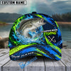 BlueJose Fishing Water Splash Green Blue Flames Fish Hooks Personalized Cap (13 Breeds)