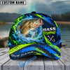 BlueJose Fishing Water Splash Green Blue Flames Fish Hooks Personalized Cap (13 Breeds)