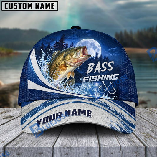 BlueJose Fishing Full Moon Forest Night Water Splash Fish Hooks Personalized Cap (13 Breeds)