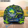 BlueJose Fishing Topo Map Digital Camo Forest Water Splash Fish Hooks Personalized Cap (13 Breeds)
