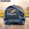 BlueJose Fishing Silver Metal Frame Honeycomb Grid Navy Blue Water Splash Fish Hooks Personalized Cap (13 Breeds)
