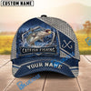 BlueJose Fishing Silver Metal Frame Honeycomb Grid Navy Blue Water Splash Fish Hooks Personalized Cap (13 Breeds)