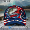 BlueJose Fishing Red Navy Sunset Lake Forest Splash Fish Scales Pattern Fish Hooks Personalized Cap (13 Breeds)