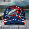 BlueJose Fishing Red Navy Sunset Lake Forest Splash Fish Scales Pattern Fish Hooks Personalized Cap (13 Breeds)