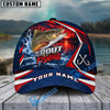 BlueJose Fishing Red Navy Sunset Lake Forest Splash Fish Scales Pattern Fish Hooks Personalized Cap (13 Breeds)