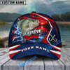 BlueJose Fishing Red Navy Sunset Lake Forest Splash Fish Scales Pattern Fish Hooks Personalized Cap (13 Breeds)