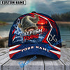 BlueJose Fishing Red Navy Sunset Lake Forest Splash Fish Scales Pattern Fish Hooks Personalized Cap (13 Breeds)