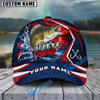 BlueJose Fishing Red Navy Sunset Lake Forest Splash Fish Scales Pattern Fish Hooks Personalized Cap (13 Breeds)