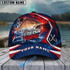 BlueJose Fishing Red Navy Sunset Lake Forest Splash Fish Scales Pattern Fish Hooks Personalized Cap (13 Breeds)