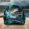 BlueJose Fishing Teal Water Splash Honeycomb Grid Pattern Fish Hooks Personalized Cap (13 Breeds)
