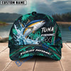 BlueJose Fishing Teal Water Splash Honeycomb Grid Pattern Fish Hooks Personalized Cap (13 Breeds)