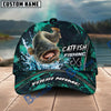 BlueJose Fishing Teal Water Splash Honeycomb Grid Pattern Fish Hooks Personalized Cap (13 Breeds)