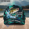 BlueJose Fishing Teal Water Splash Honeycomb Grid Pattern Fish Hooks Personalized Cap (13 Breeds)