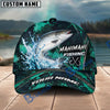 BlueJose Fishing Teal Water Splash Honeycomb Grid Pattern Fish Hooks Personalized Cap (13 Breeds)