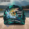 BlueJose Fishing Teal Water Splash Honeycomb Grid Pattern Fish Hooks Personalized Cap (13 Breeds)